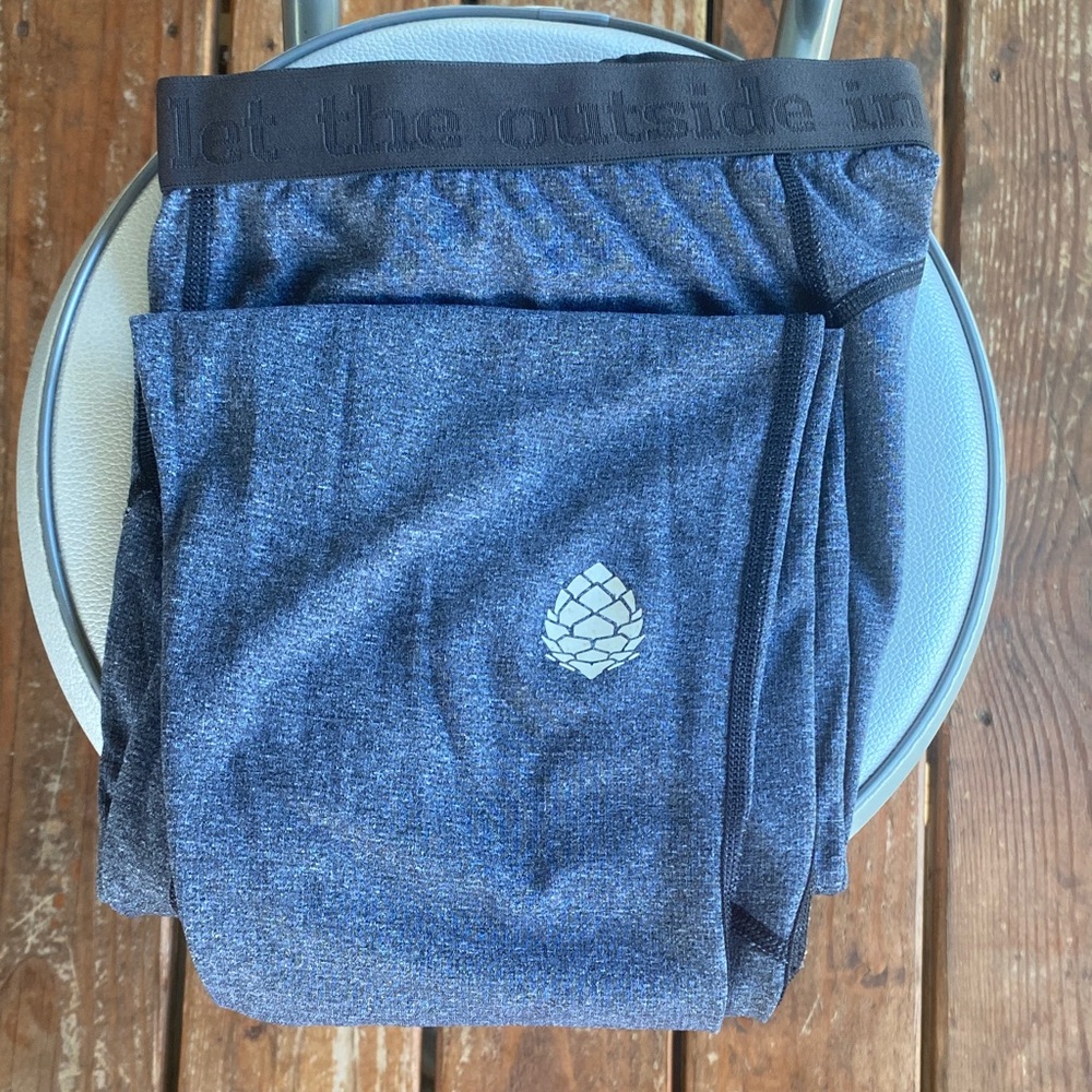 Blue Athletic Leggings with Pinecone Logo